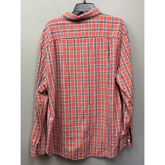 American Eagle Super soft Button Up Flannel Plaid Shirt Mens XXL Coral Blue - Picture 2 of 9